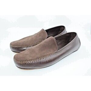 $695 Mens Manolo Blahnik Mayfair Suede Napa Leather Brown Driving Shoes 10.5